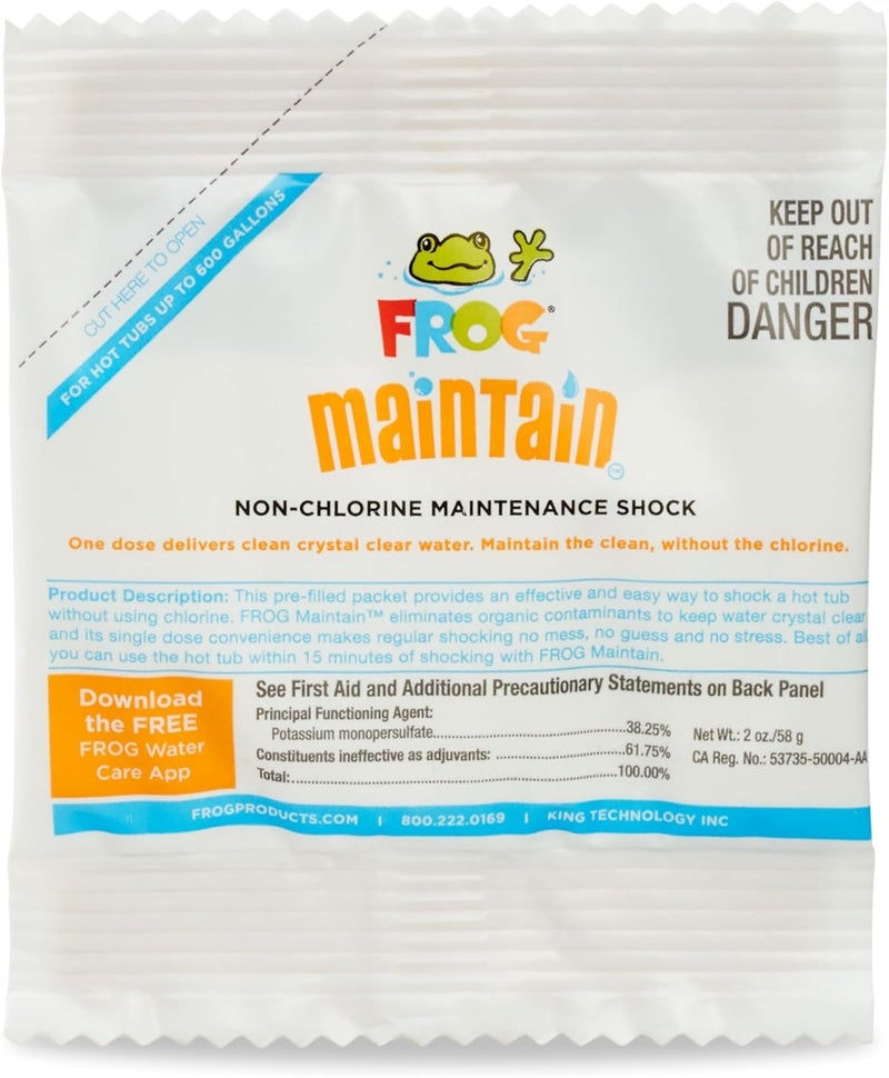 Frog Maintain for Hot Tubs - Non-Chlorine Shock for use with All Hot Tub Sanitizing Systems - Single Dose Packets for Easy Hot Tub Maintenance & Treatment - 1 Pack - Image 1